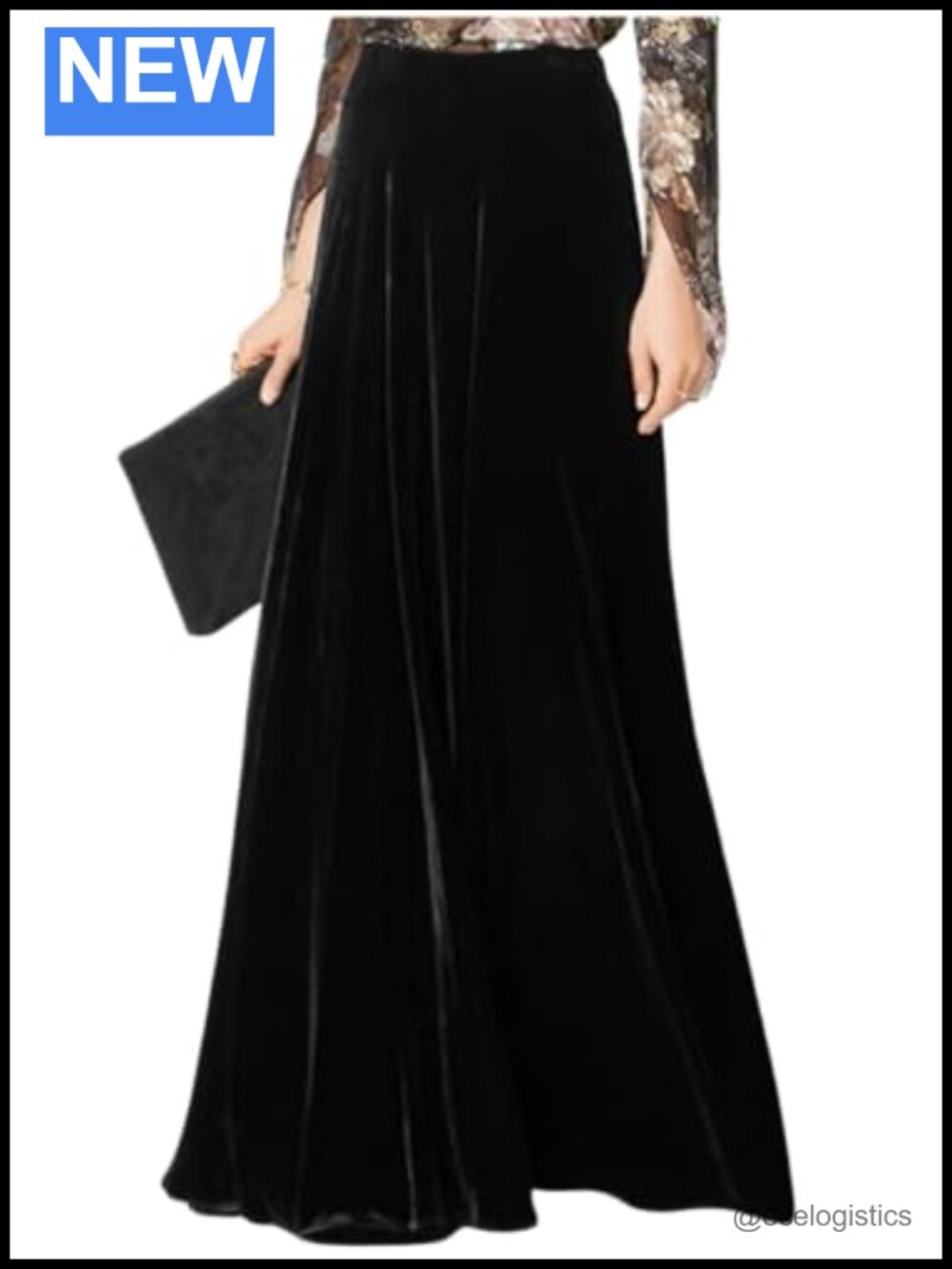 Women's High Waist Flowy Velvet Maxi Skirt Evening Party Full Length
